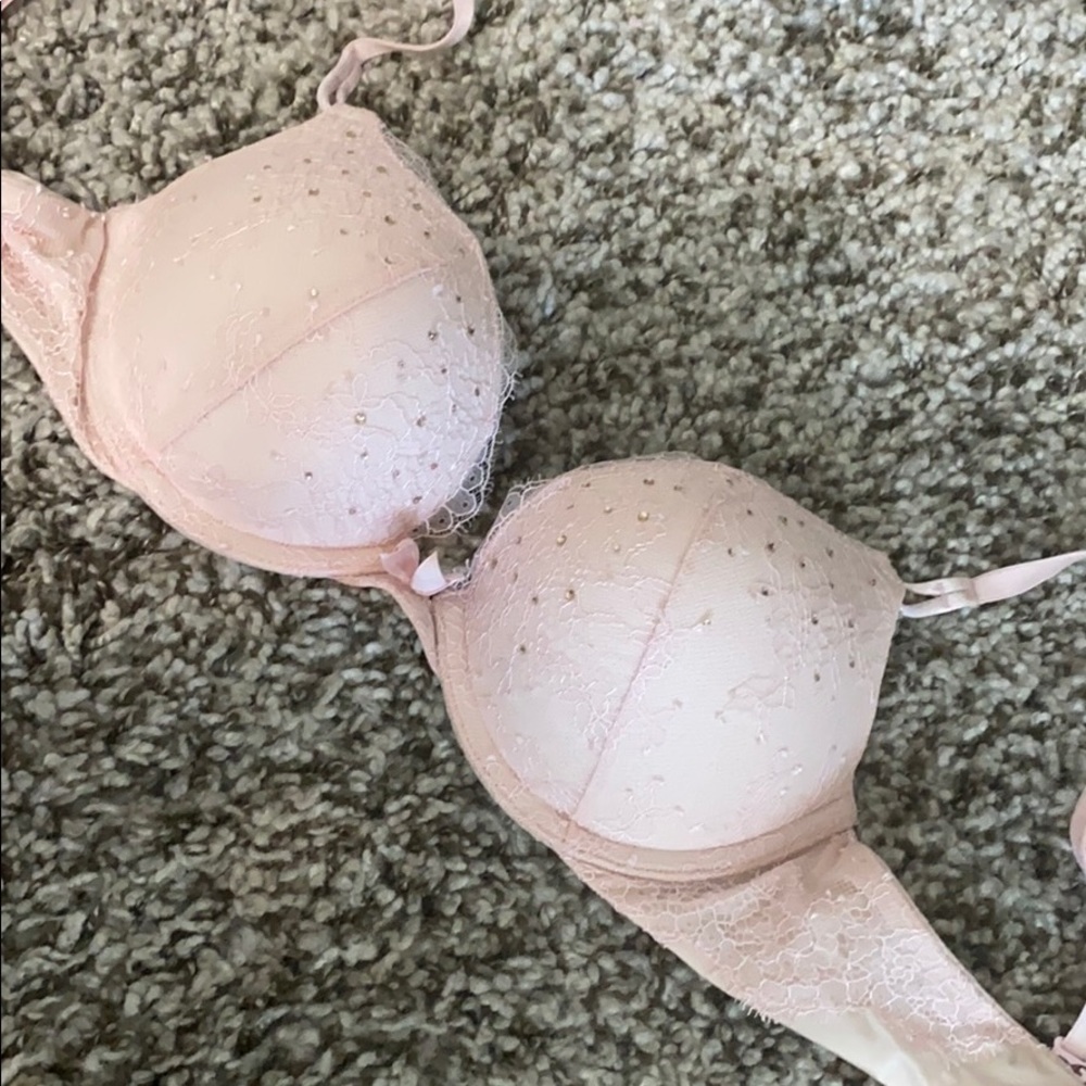 Pink lacy and sparkly bombshell bra